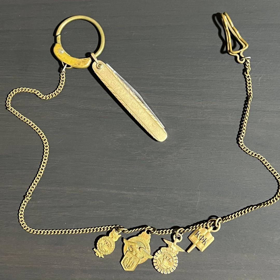 ビンテージ FFA カレッジ チャーム ポケットナイフ ウォッチチェーン