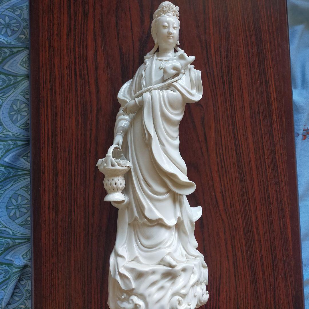 磁製 仏像 花かご　　中国　徳化　　30*12cm