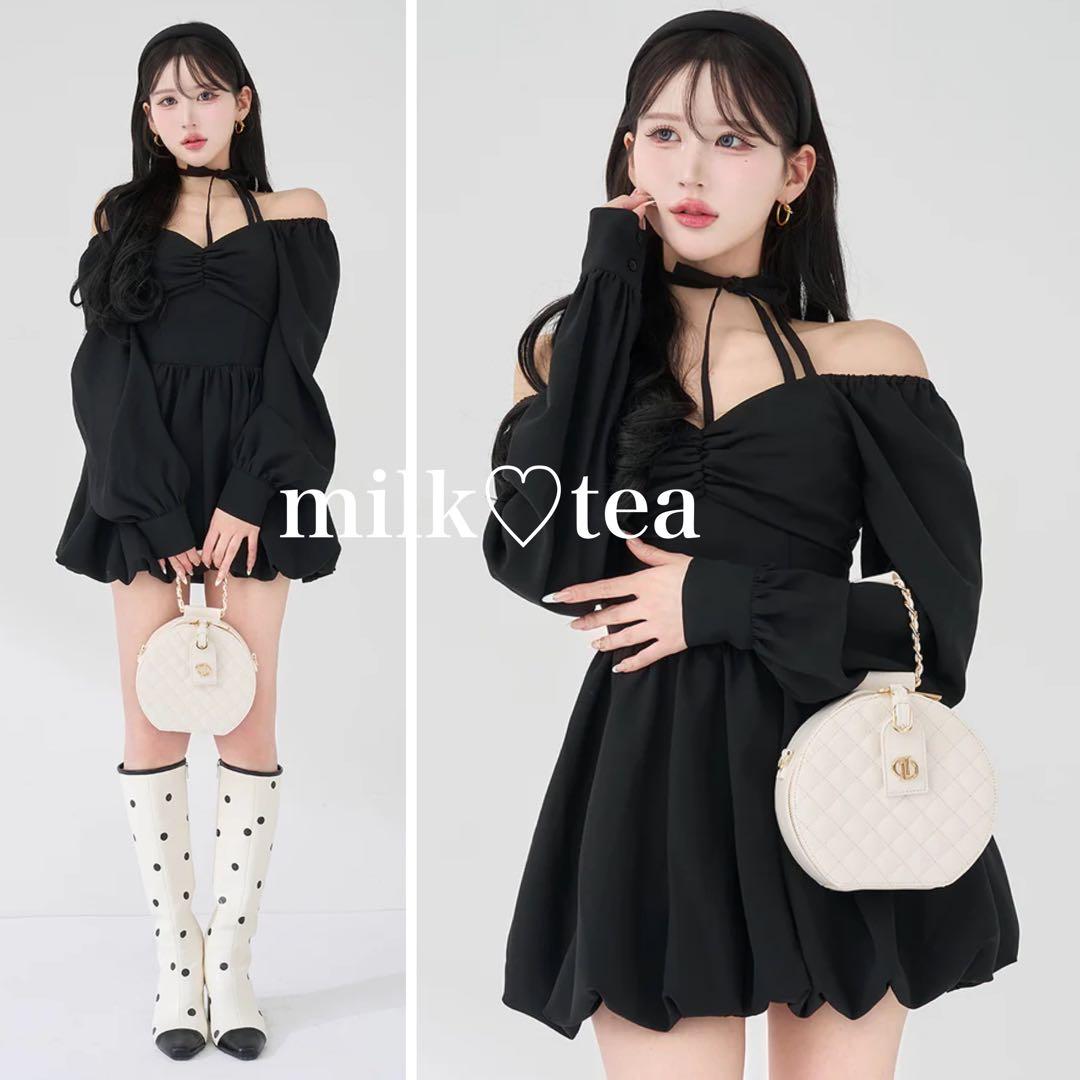 新品タグ付 ダーリッチ ウエストコルセットバルーンミニワンピース ブラック