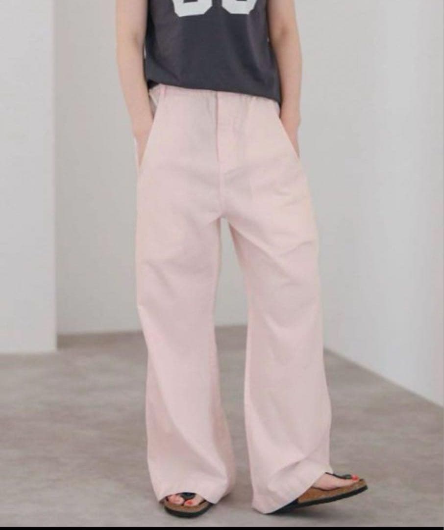 【値下げ】新品　Spick & Span ピンク ワイドパンツ カラーチノパン