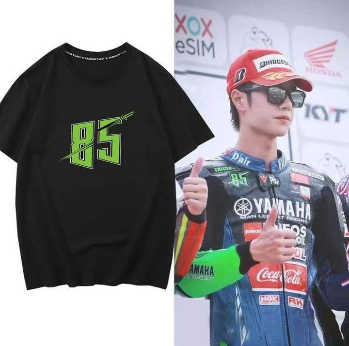 王一博 85デザインTシャツ(LLサイズ)半袖綿100オートバイTシャツ