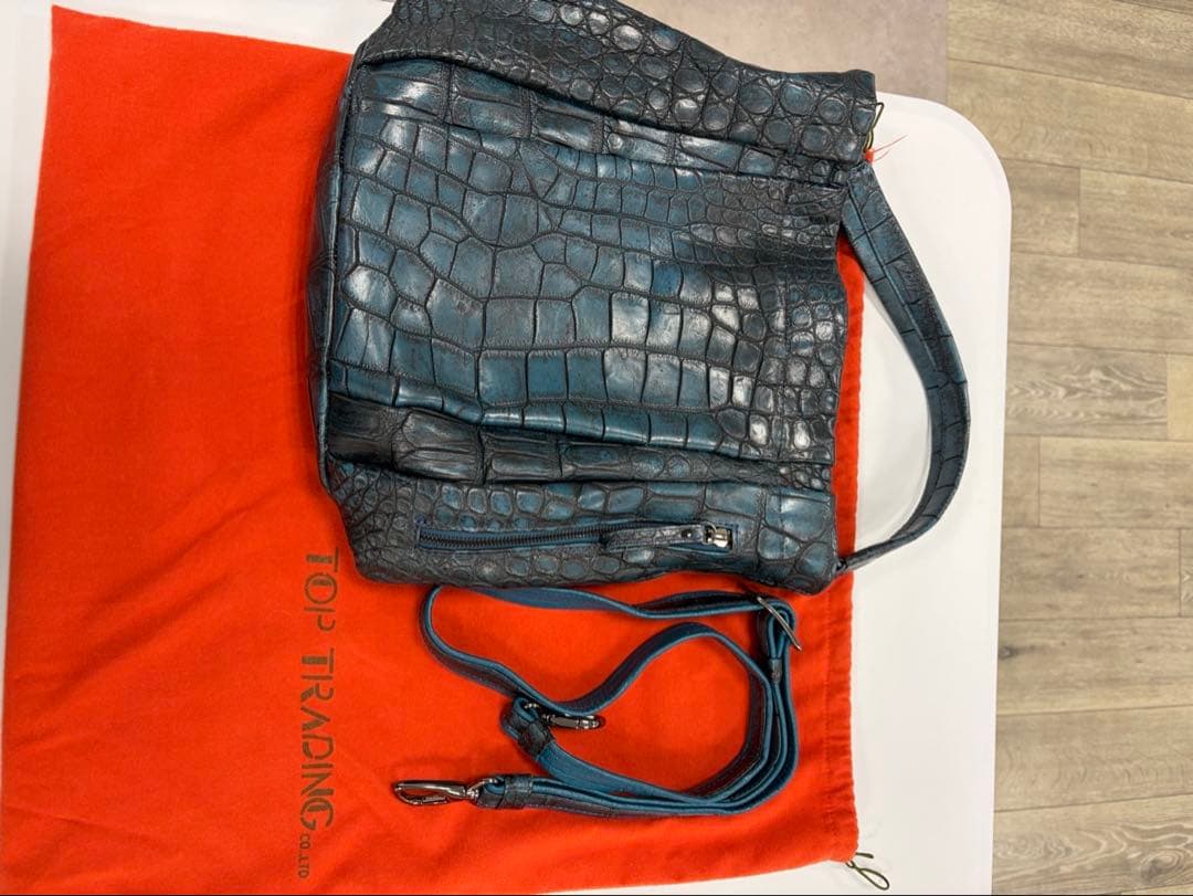 S*中様 Pear クロコダイル風バッグ 青