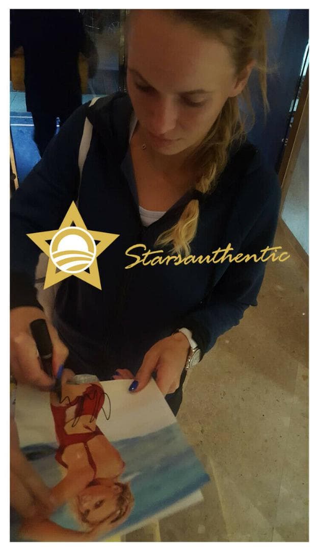 直筆サイン入り写真 キャロライン・ウォズニアッキ テニス デンマーク SA鑑定済