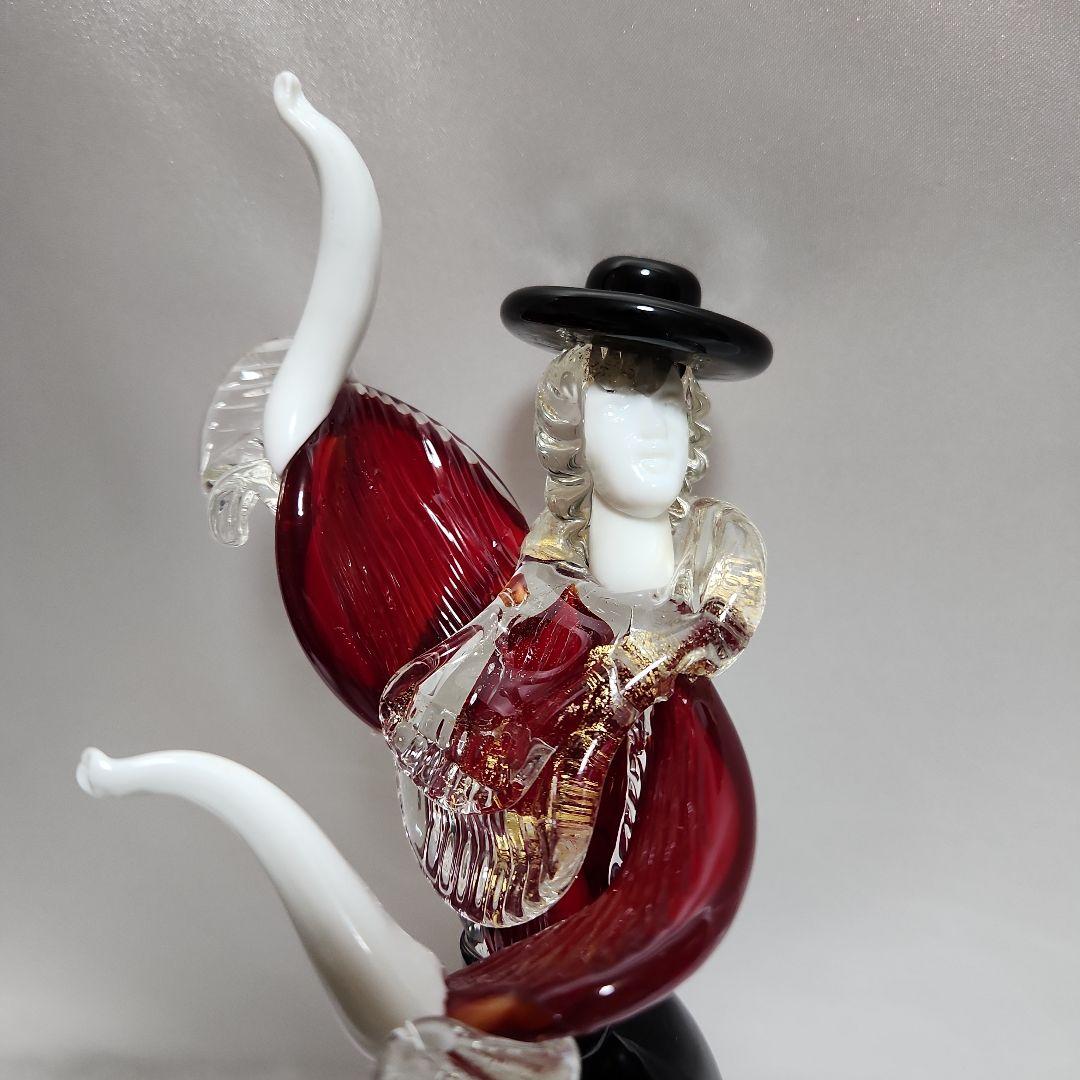 ま*ん様 ベネチアンガラス ペアドール ムラーノガラス ダンス イタリア 金彩