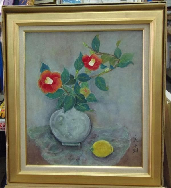 椿★日本画★手描本物★高級油彩縁★F10号★