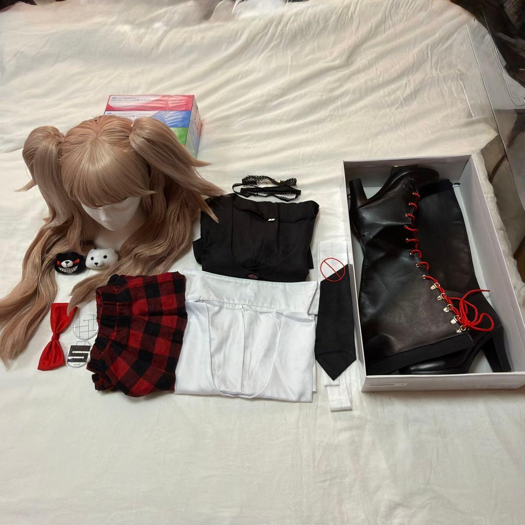 ダンガンロンパ 江ノ島盾子 コスプレ衣装 Lサイズ フルセット 靴、ウィッグ付