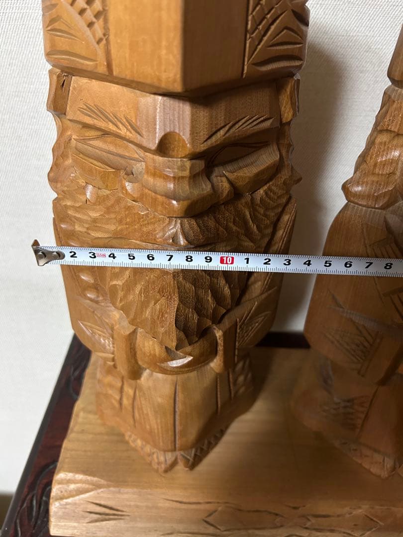 ビンテージ 木彫り ニポポ人形 夫婦 約40cm 幸福 家内安全　昭和レトロ希少