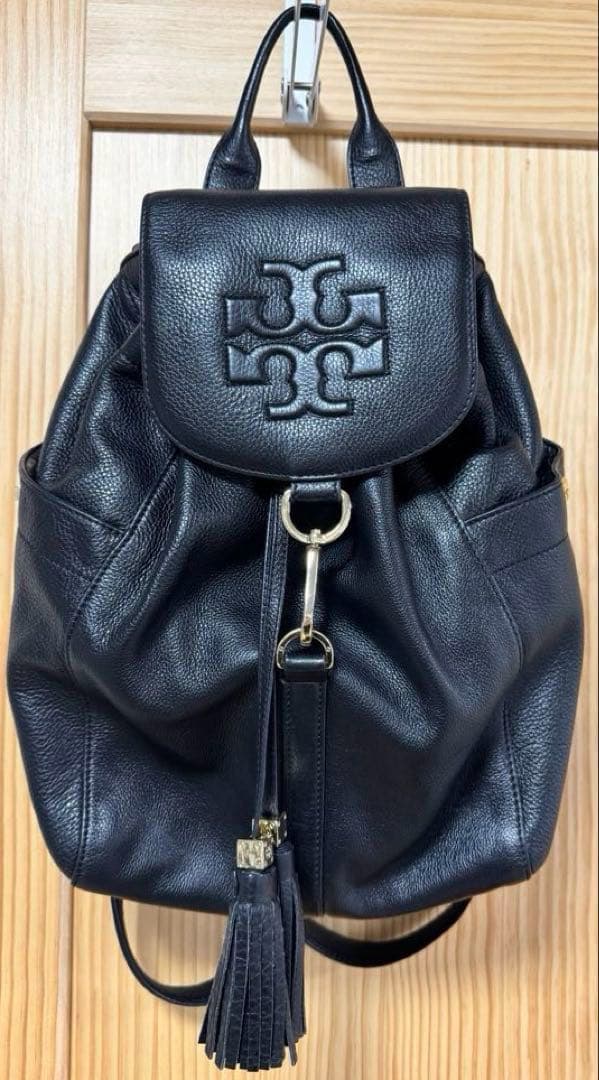 【美品】Tory Burch ブラックレザーバックパック