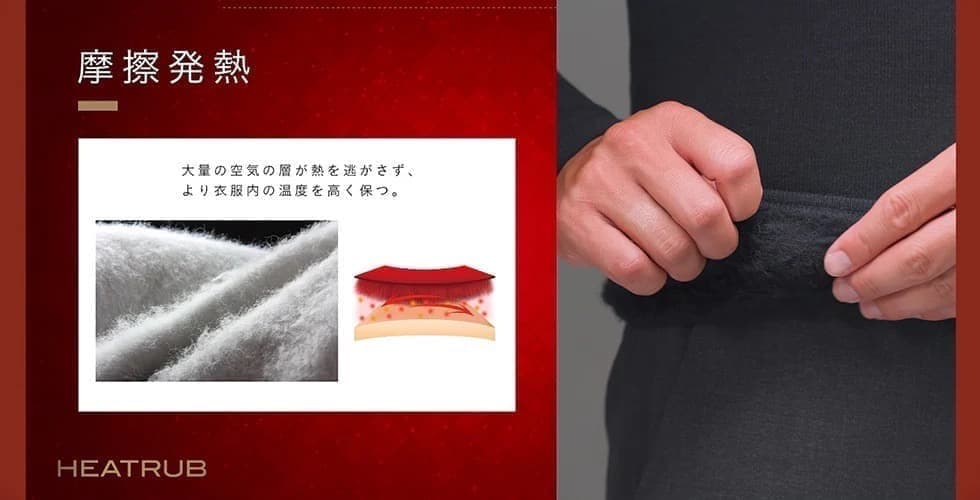 25モデル　ZEROFIT 速暖。HEATRUB モックネック M ブラック