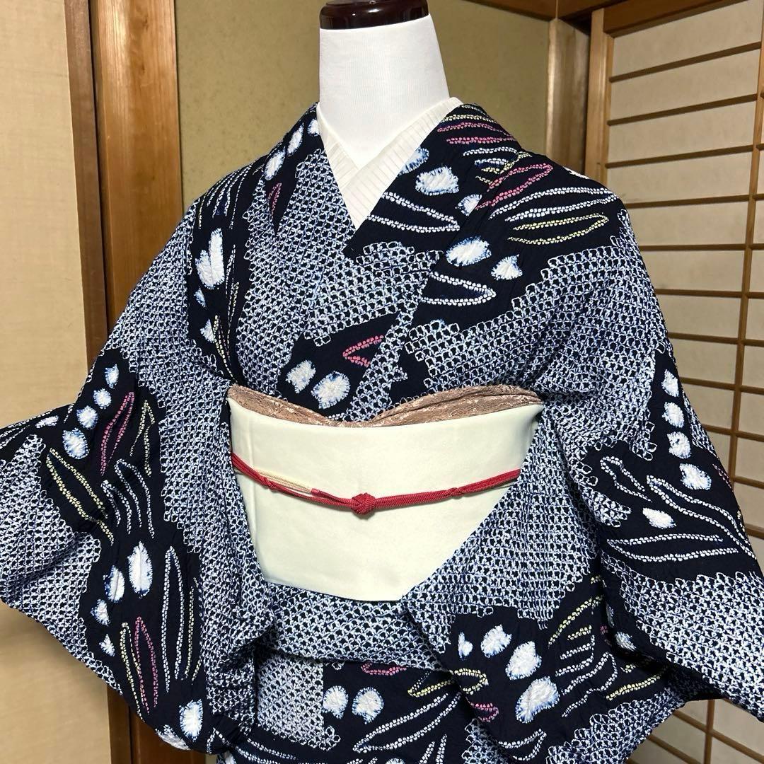 有松鳴海絞りフルセット 美品 夏の高級浴衣 藍染　未使用近い　美品　柳絞り