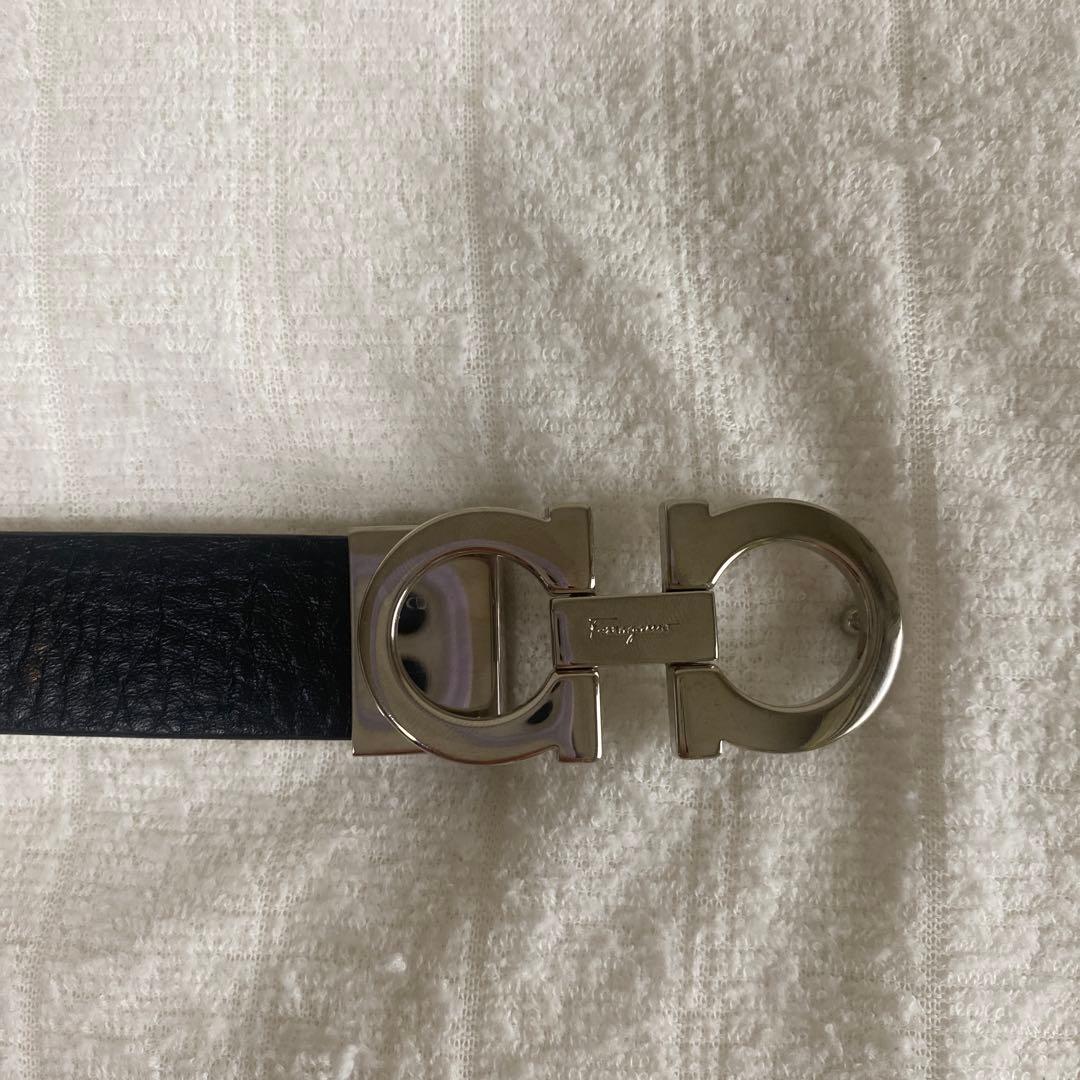 Salvatore Ferragamoガンチーニレザー ベルト黒×クリーム未使用