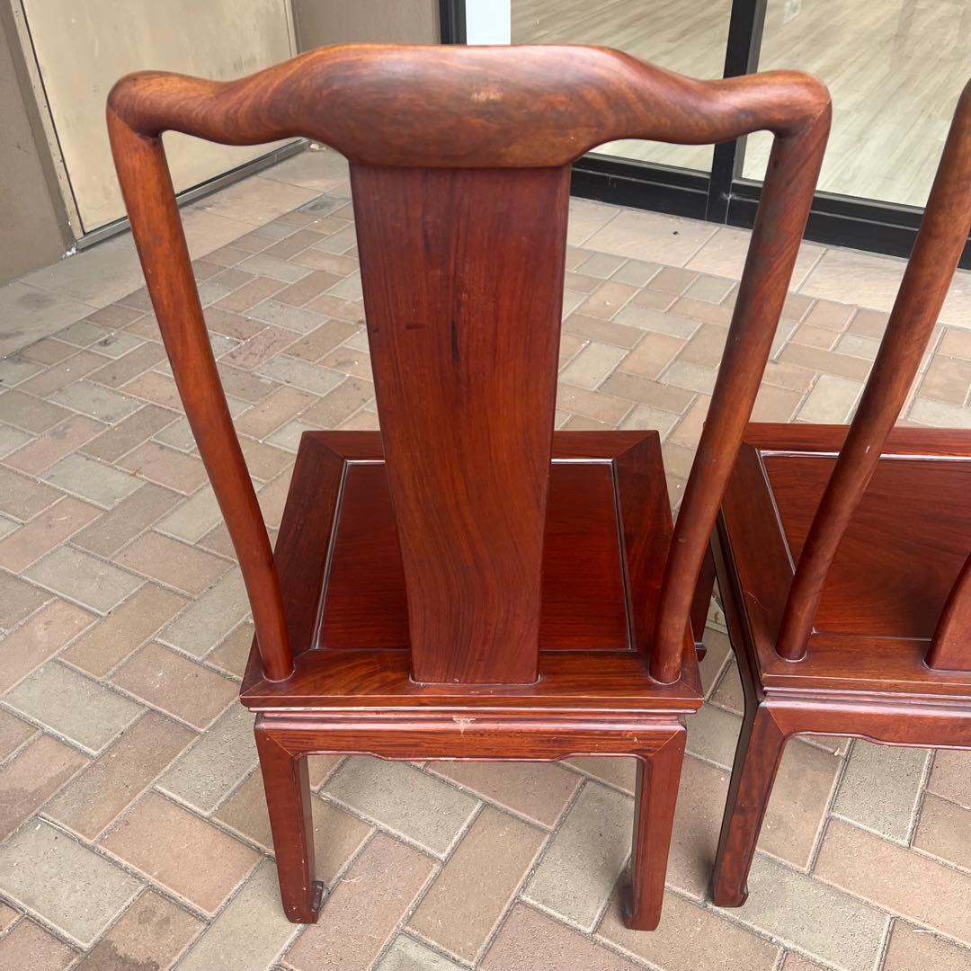 ②唐木家具 ダイニングチェア 食卓椅子 アームチェア 花梨材 馬蹄脚