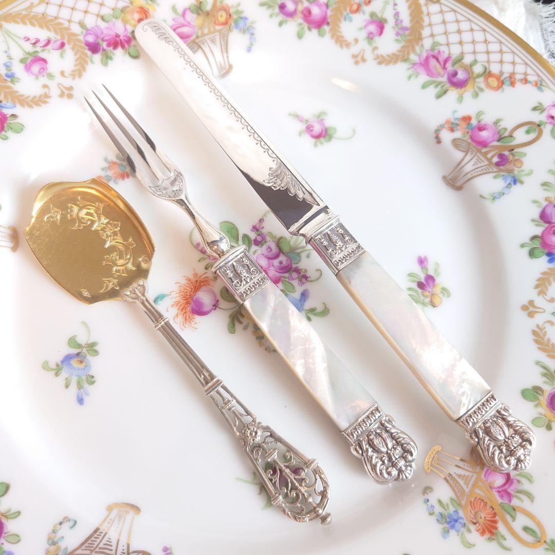 Y様おまとめ　ピュイフォルカ　アイスクリームスプーン　白蝶貝純銀カトラリーセット