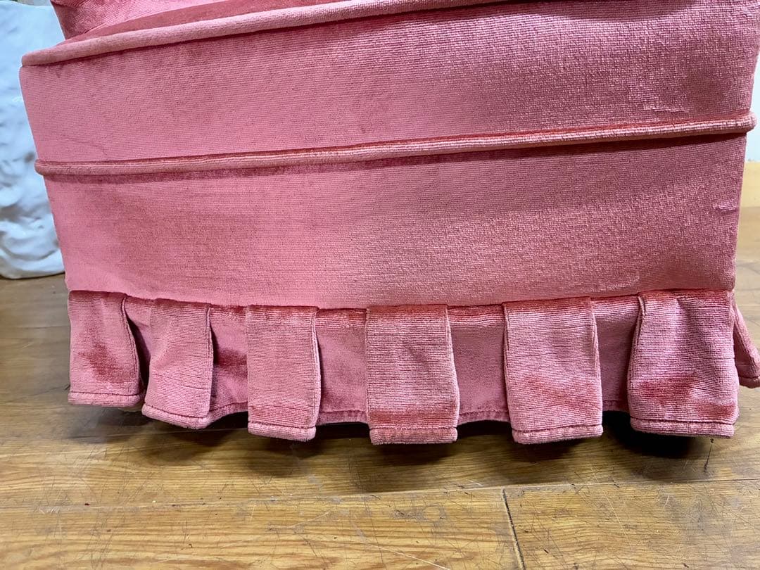 管405☆イタリア製☆アンティーク☆ピンクファブリックソファー