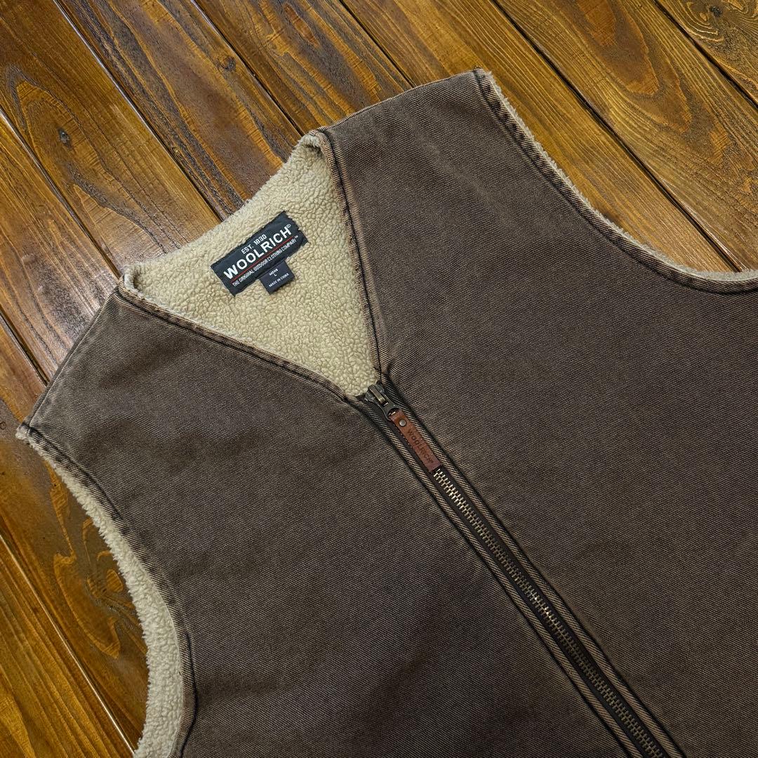 【WOOLRICH ウールリッチ】裏ボア コットンワークベスト Lサイズ