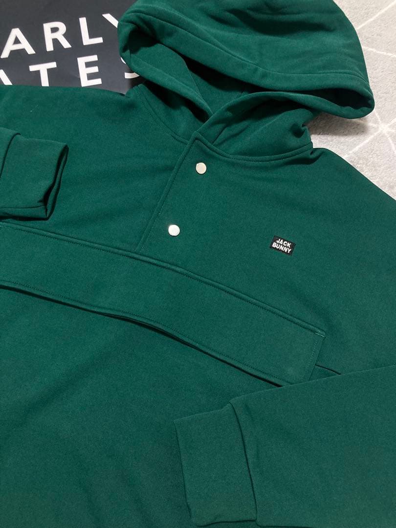 新品 パーリーゲイツ ジャックバニー ソフトタッチ 裏起毛パーカー(4)M/緑