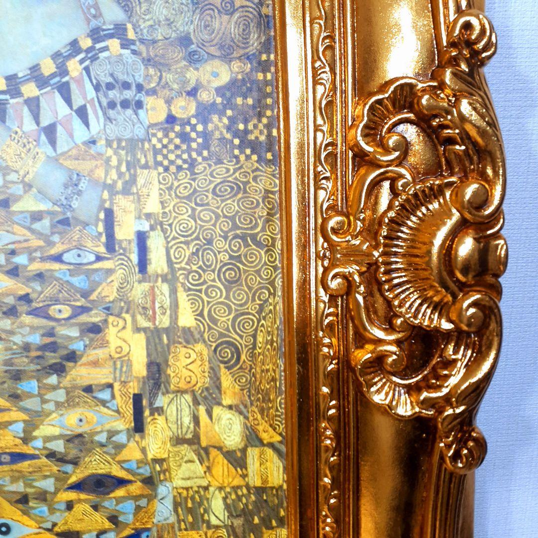 グスタフクリムト作画　絵画　バウアーの肖像　良質キャンバス　豪華　金箔額絵