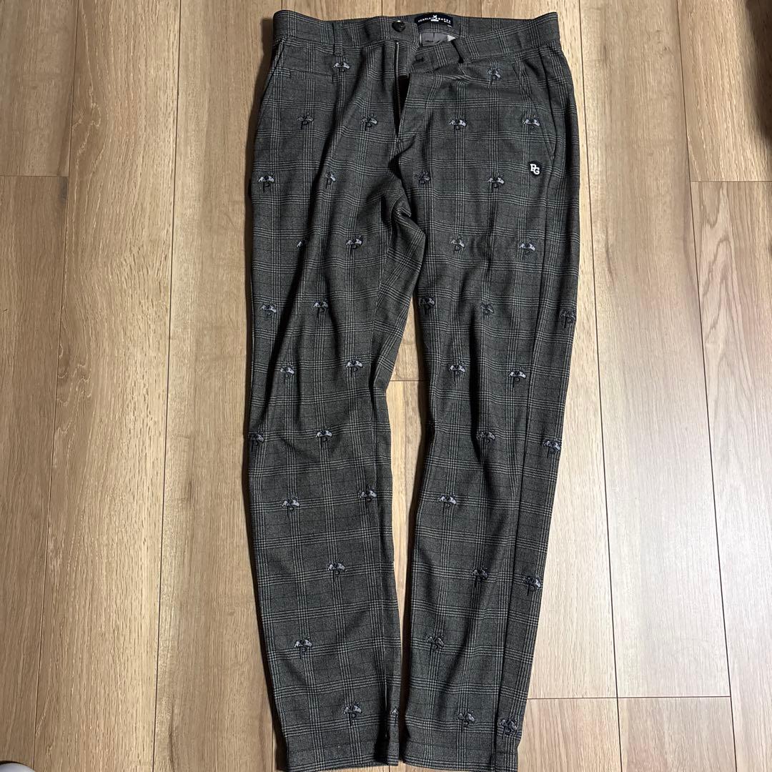 【希少】【美品】パーリーゲイツ グレー　SNOOPY柄 パンツ PGロゴ