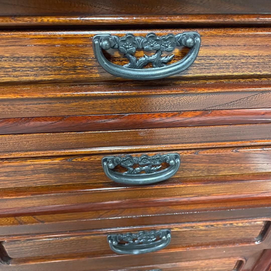 和モダン 食器棚 水屋箪笥 アンティーク調 木製収納棚 ガラス戸 引き出し多数