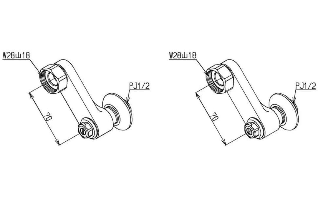 TOTO THD106 止水栓付取付脚 水側 湯側両脚偏心管 送り座付き①