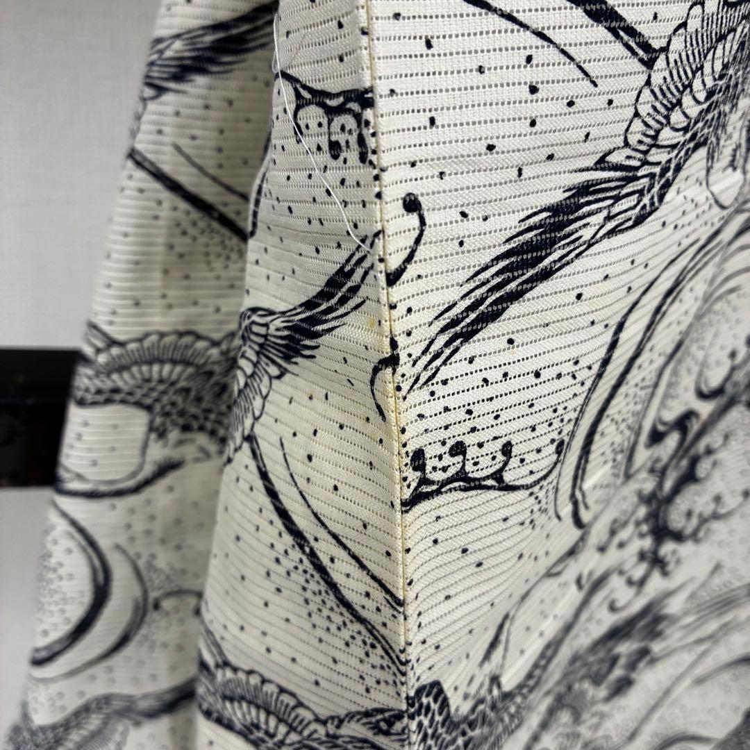 凛*様 夏浴衣 浴衣 綿絽 木綿 荒波に鶴 染め U-8112