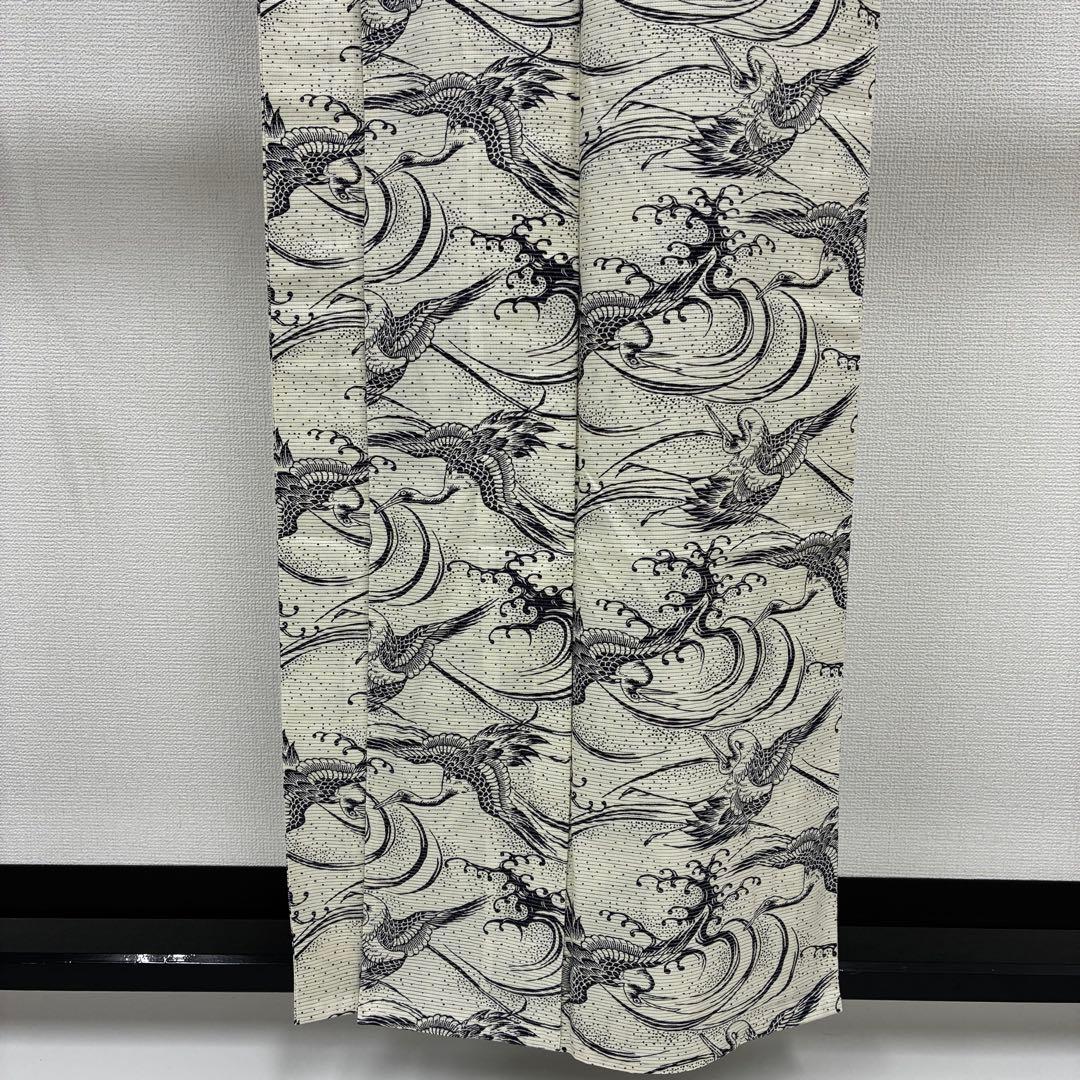 凛*様 夏浴衣 浴衣 綿絽 木綿 荒波に鶴 染め U-8112