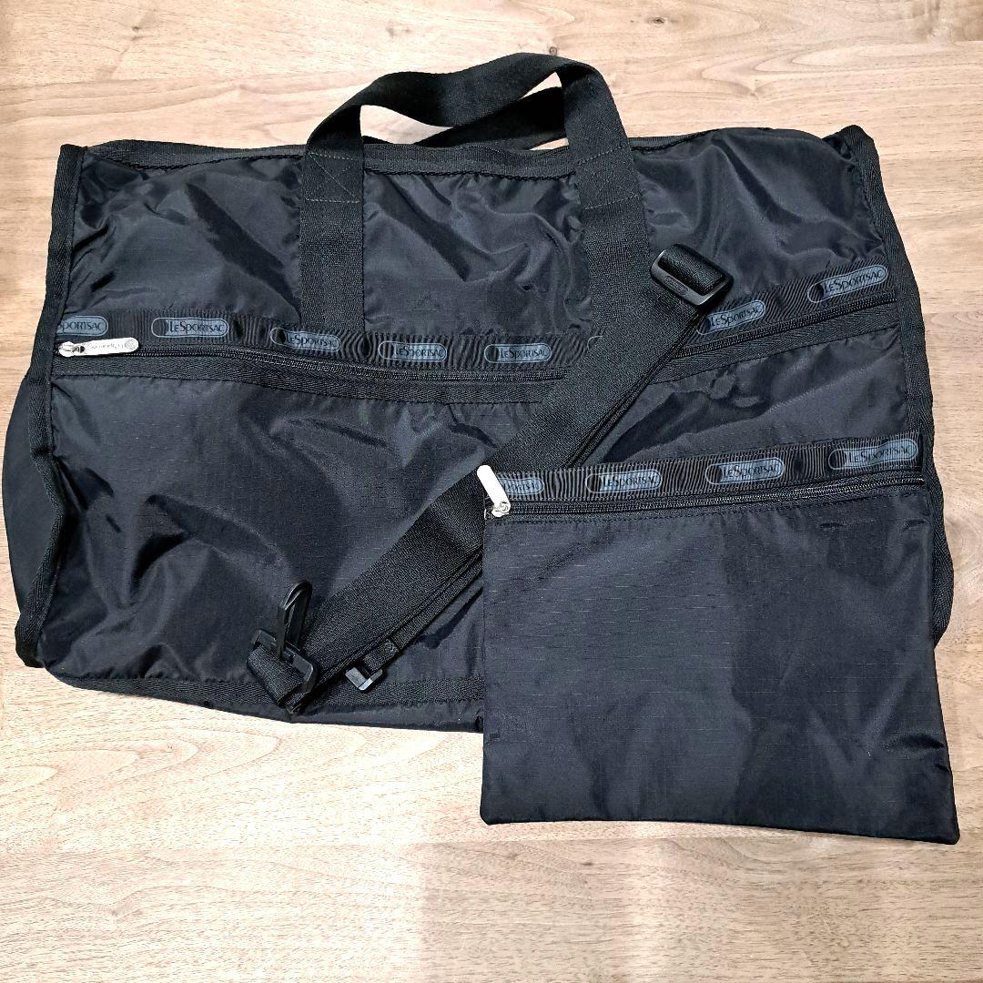 美品　レスポートサック　ボストンバッグ　黒　大容量　ポーチ付き