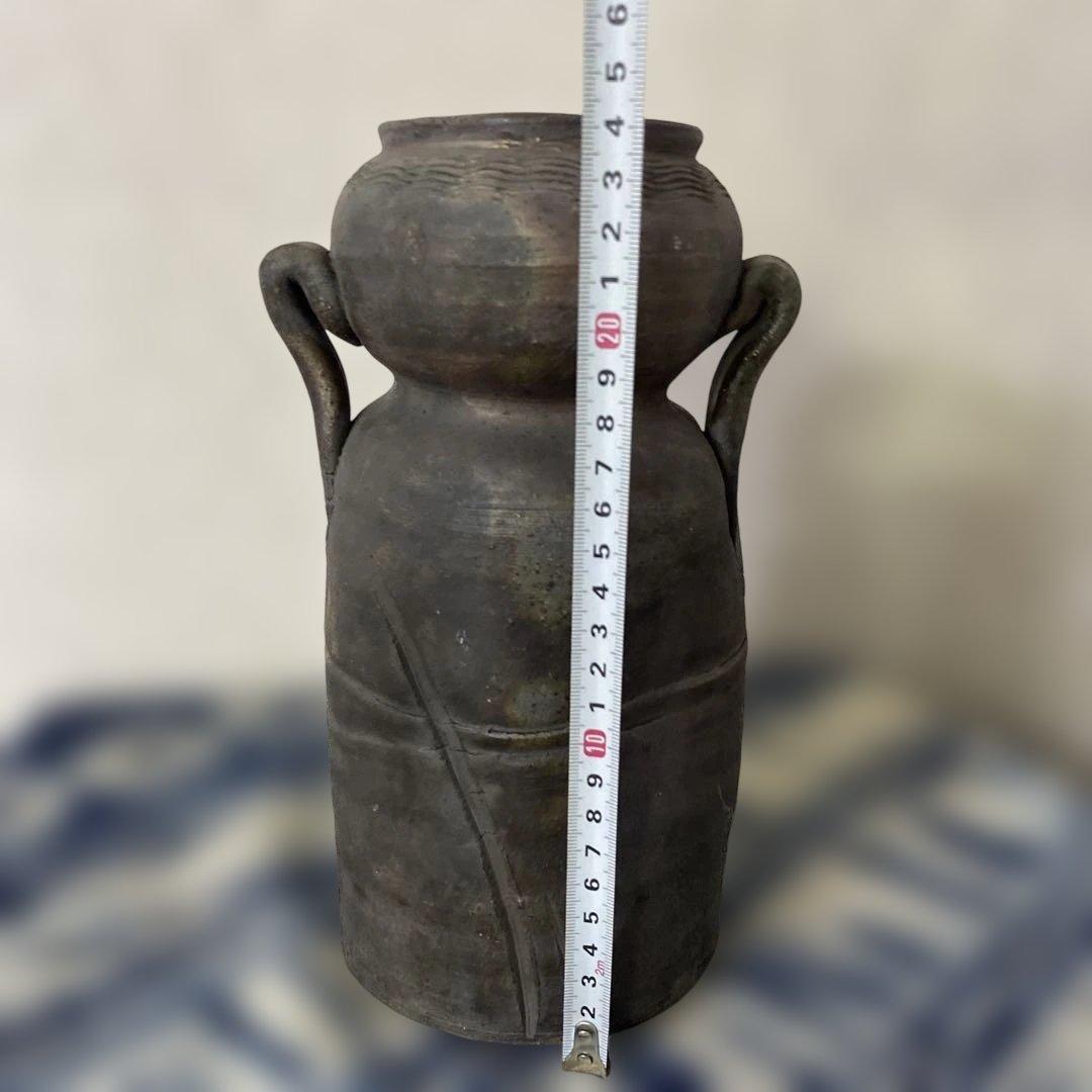 人間国宝　金重陶陽　備前耳付花瓶