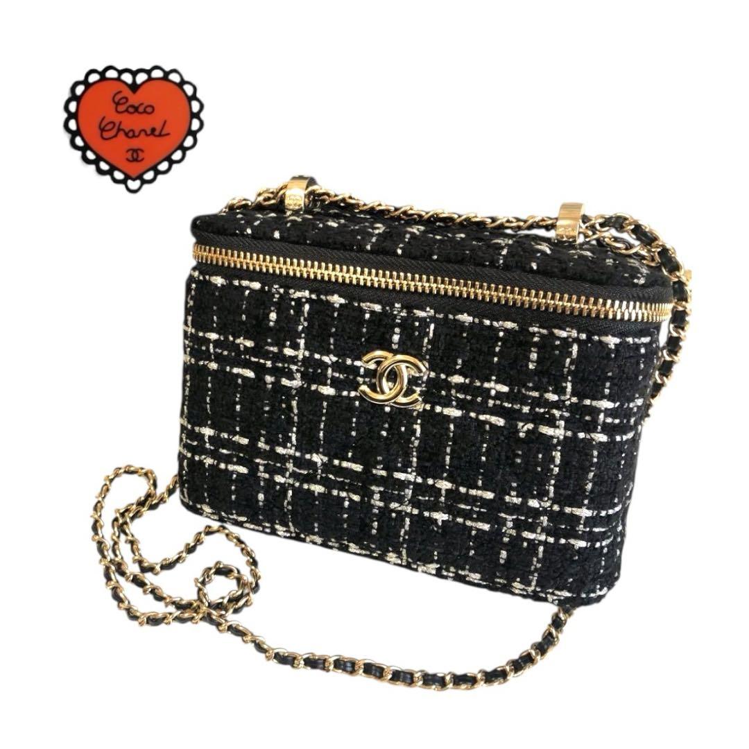 【新品未使用】 CHANEL ツイード 黒 ブラック チェーン バッグ