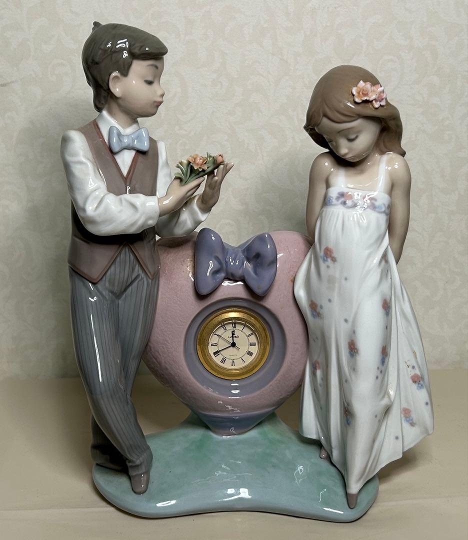 LLADRO 少年と少女 フィギュリン 時計付き 廃盤 美品 元箱あり