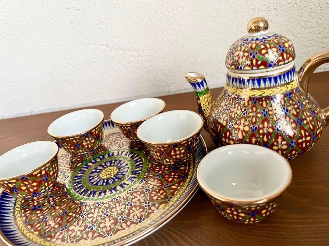 未使用 ベンジャロン焼 茶器 ティーセット カップ 小物入れ ポット タイ 高級