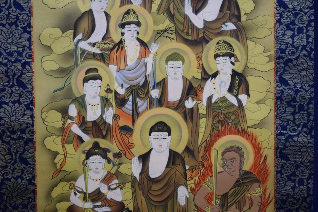 真作/島田葆光/十三佛図/十三仏図/桐共箱付/布袋屋掛軸HE-387