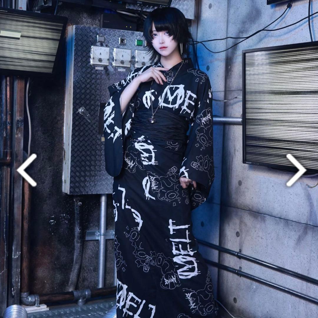 Amilig MELT Bear総柄浴衣 浴衣ドレス 地雷系 レディース メンズ