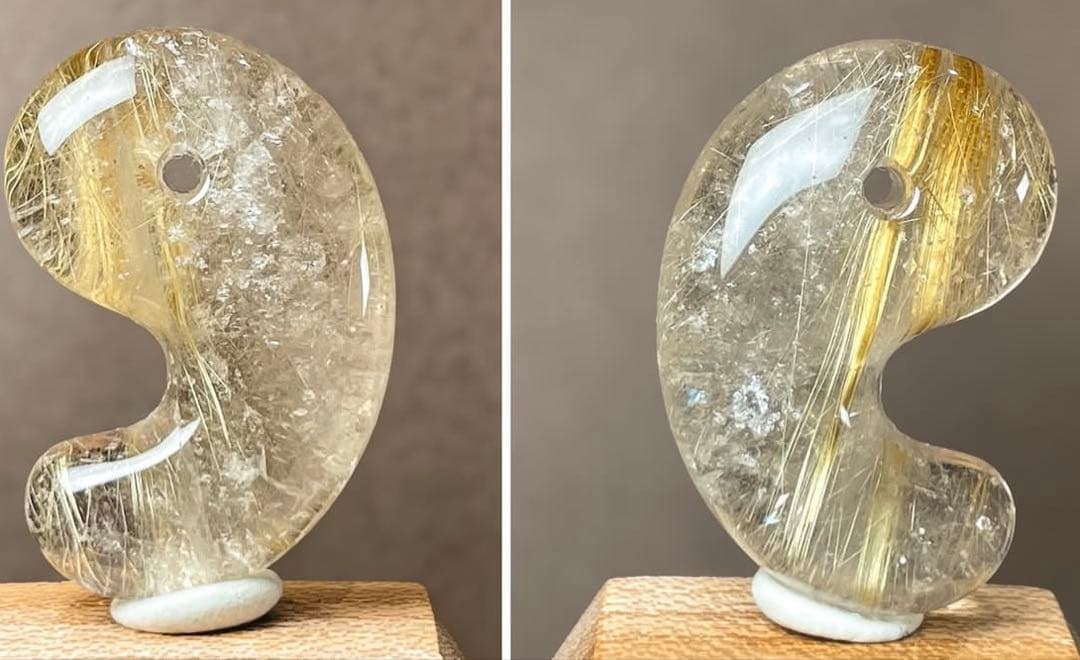 15,000→10,000 ゴールデンルチルクオーツ30mm勾玉