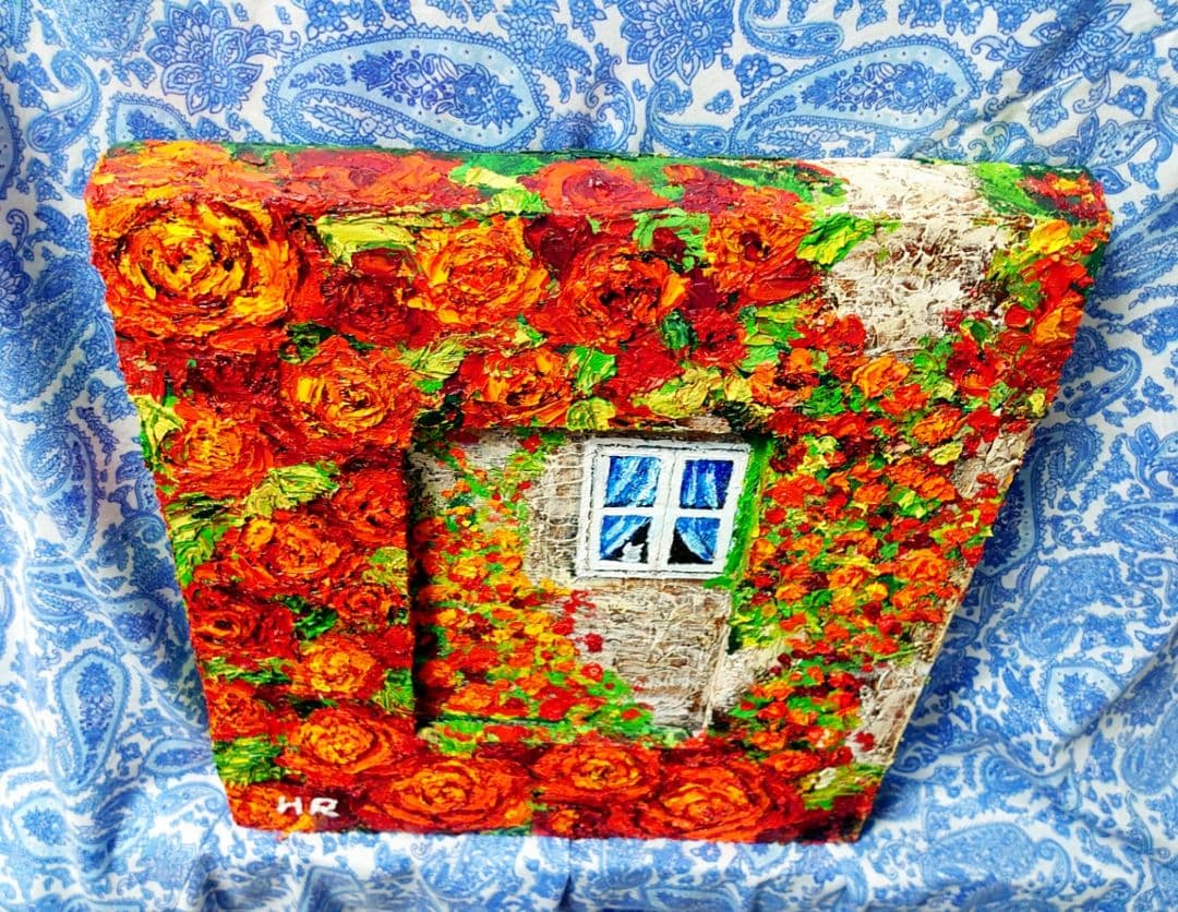 油絵 絵画【猫と赤い薔薇】