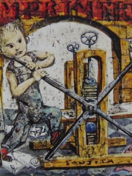藤田嗣治、【印刷工】、希少画集画、新品高級額・額装付