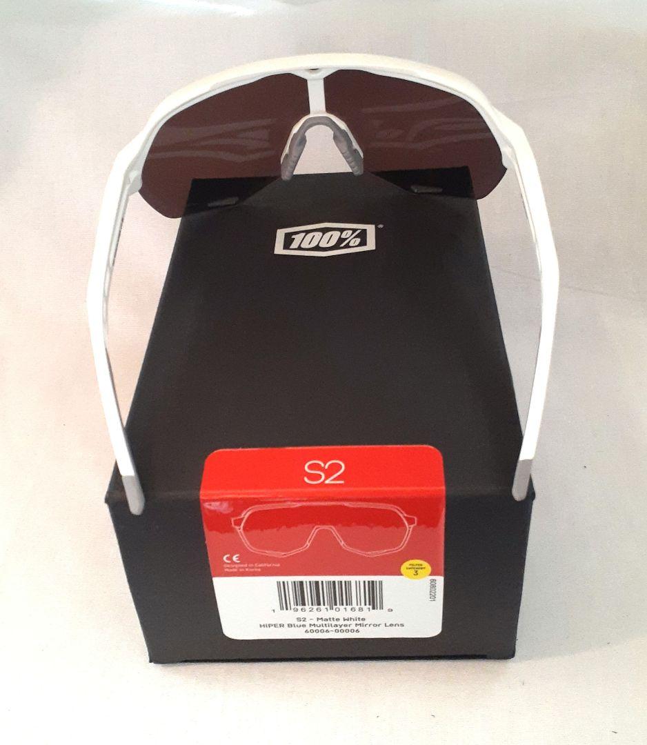 100% S2 ホワイト ブルー ワンハンドレッド サングラス