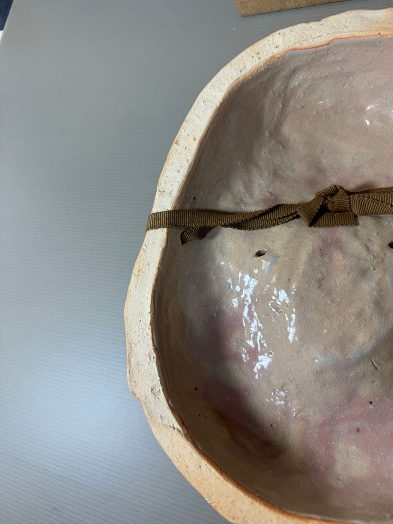 2333 萩焼　長州萩　東光寺窯　二代 中野霓林作　お面 お多福　置物　未使用