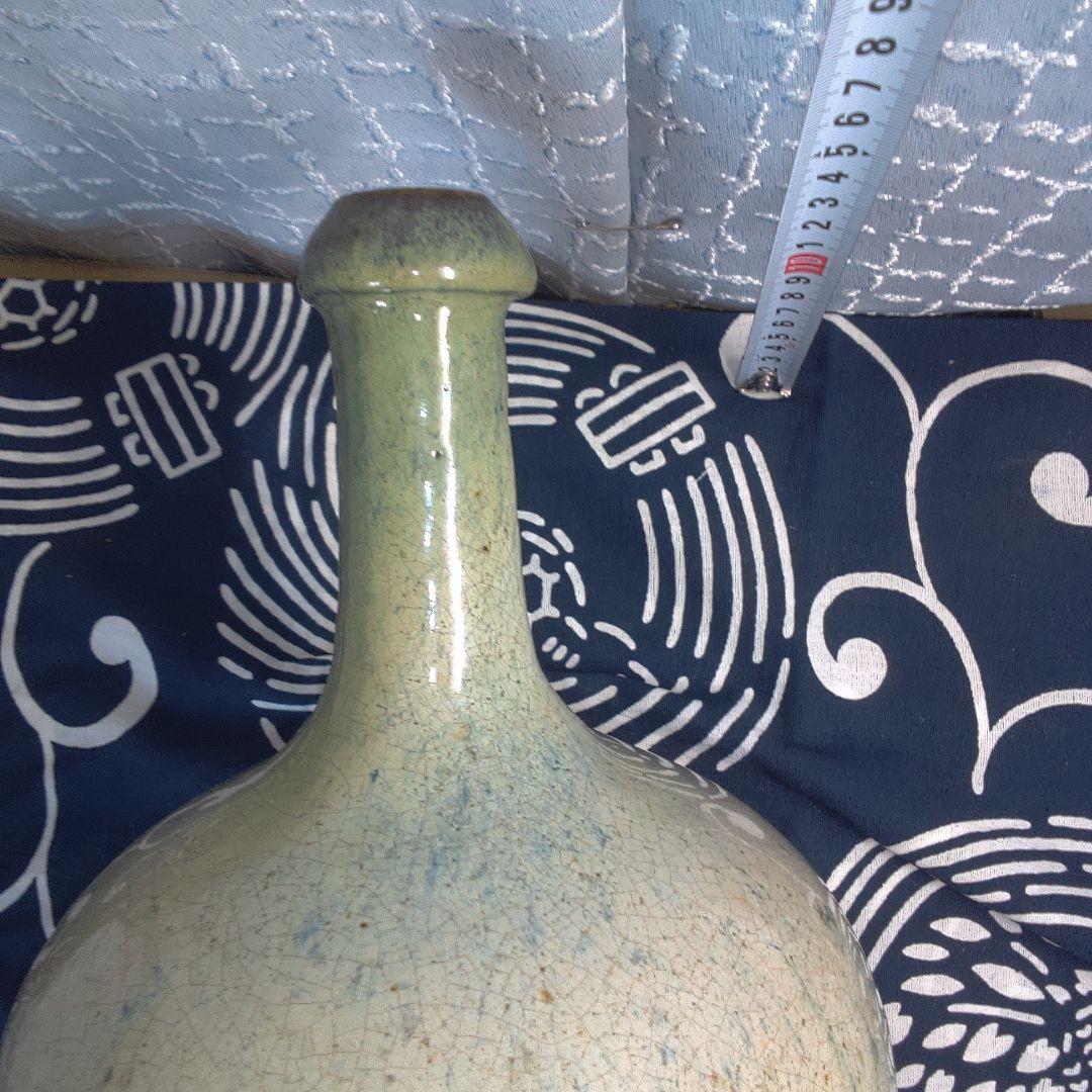 骨董２ 松代焼？青緑色の陶器瓶