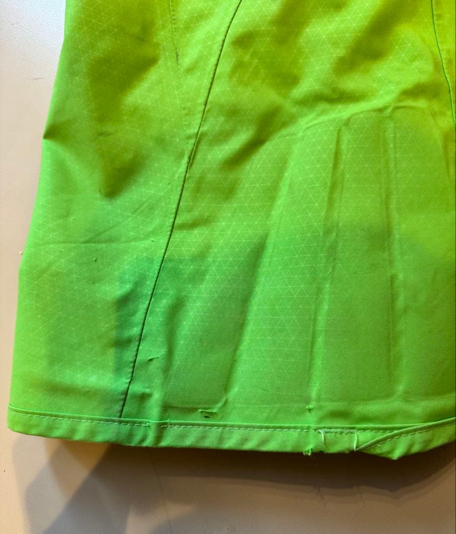 スキーウェア グリーン/イエロー 取り外しフード