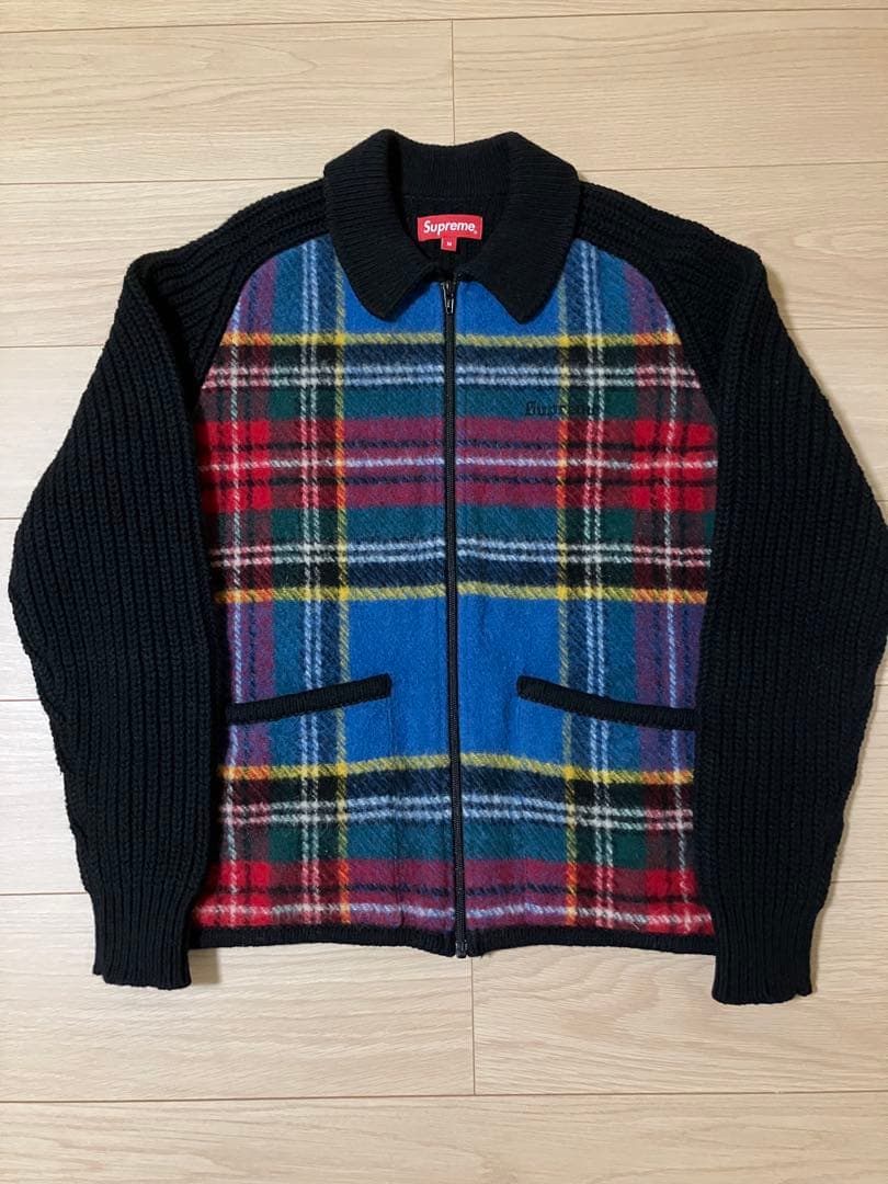 supreme Plaid Front Zip Sweater Mサイズ