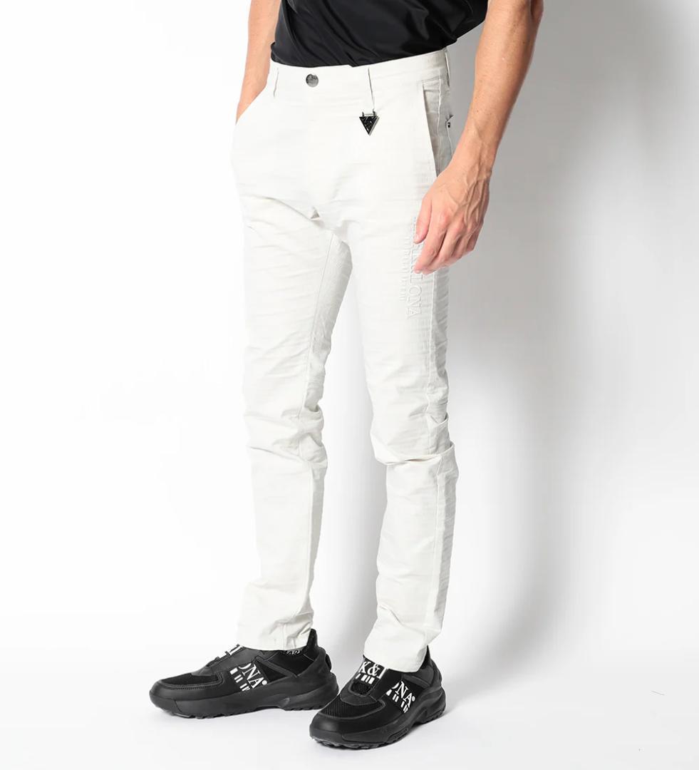 【未使用級】23AW マークアンドロナ ゴルフパンツ ロゴ総柄 ホワイト 44