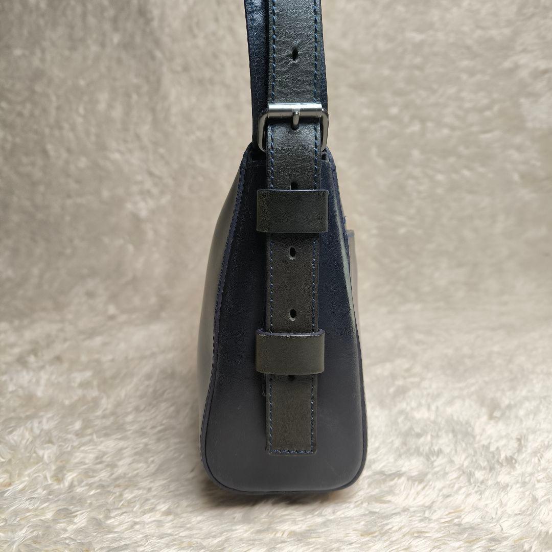 ​エルゴポック ショルダーバッグ ワキシングレザー 紺 本革 日本製 エイジング