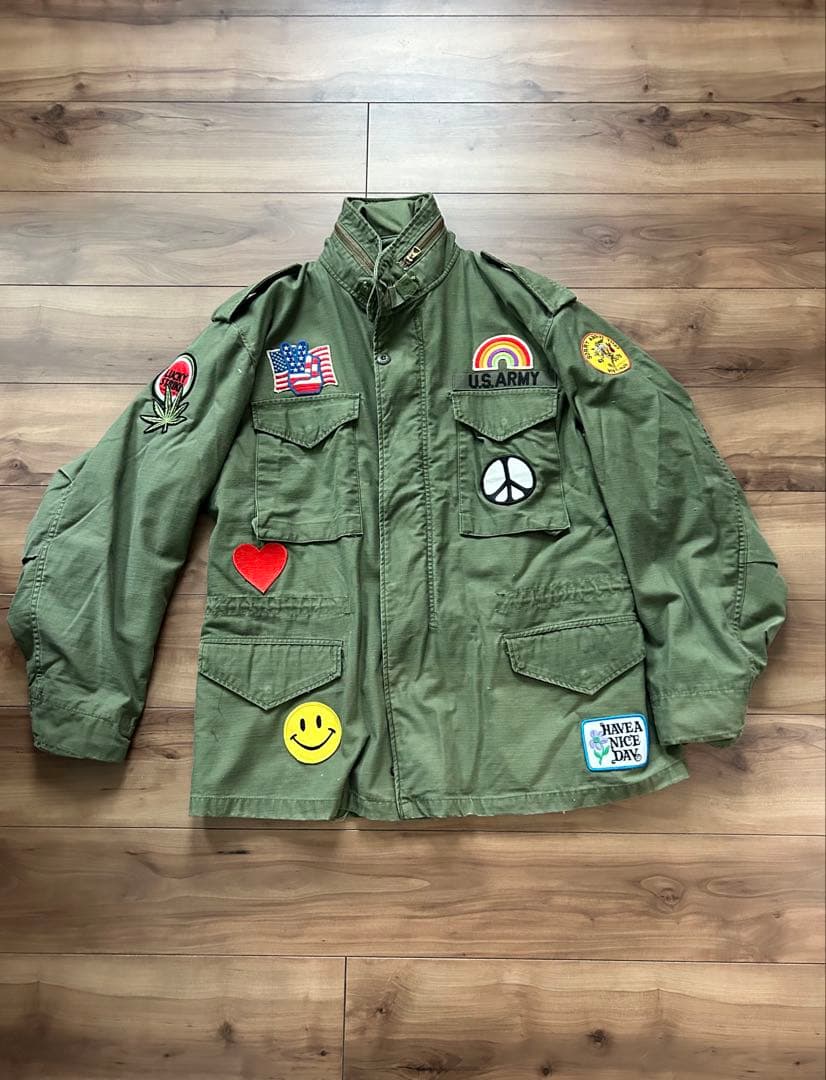 M-65 フィールドジャケット　実物　ヒッピー風カスタム