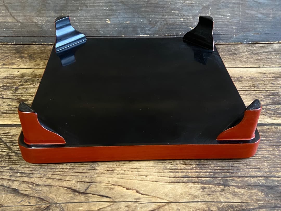 能登蔵出し 輪島塗 朱漆塗 脚付四方膳 二客セット｜能登の手仕事｜漆器膳 正月