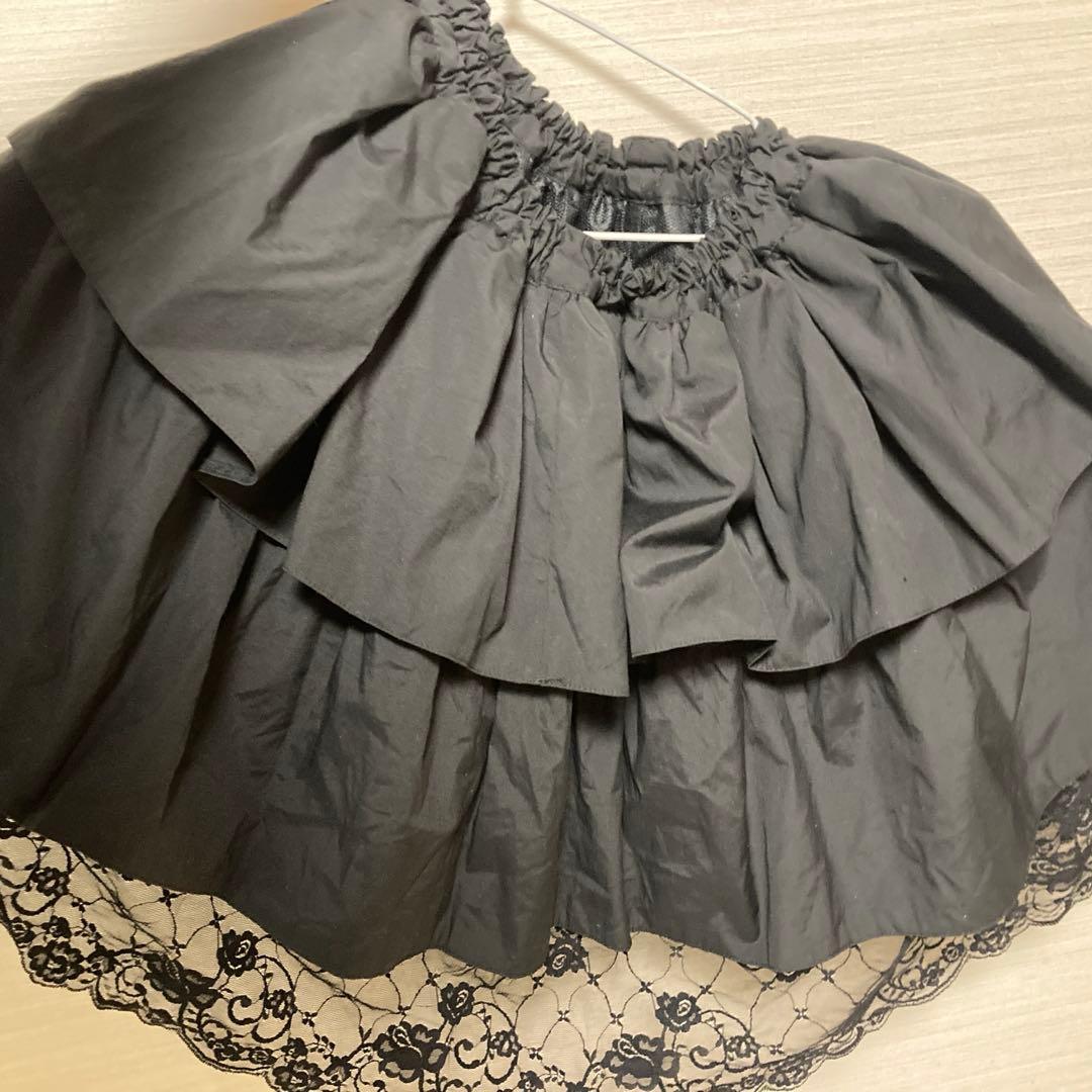 MARBLE ゴスロリ フリルワンピース+パニエ入りボリュームレース付きスカート