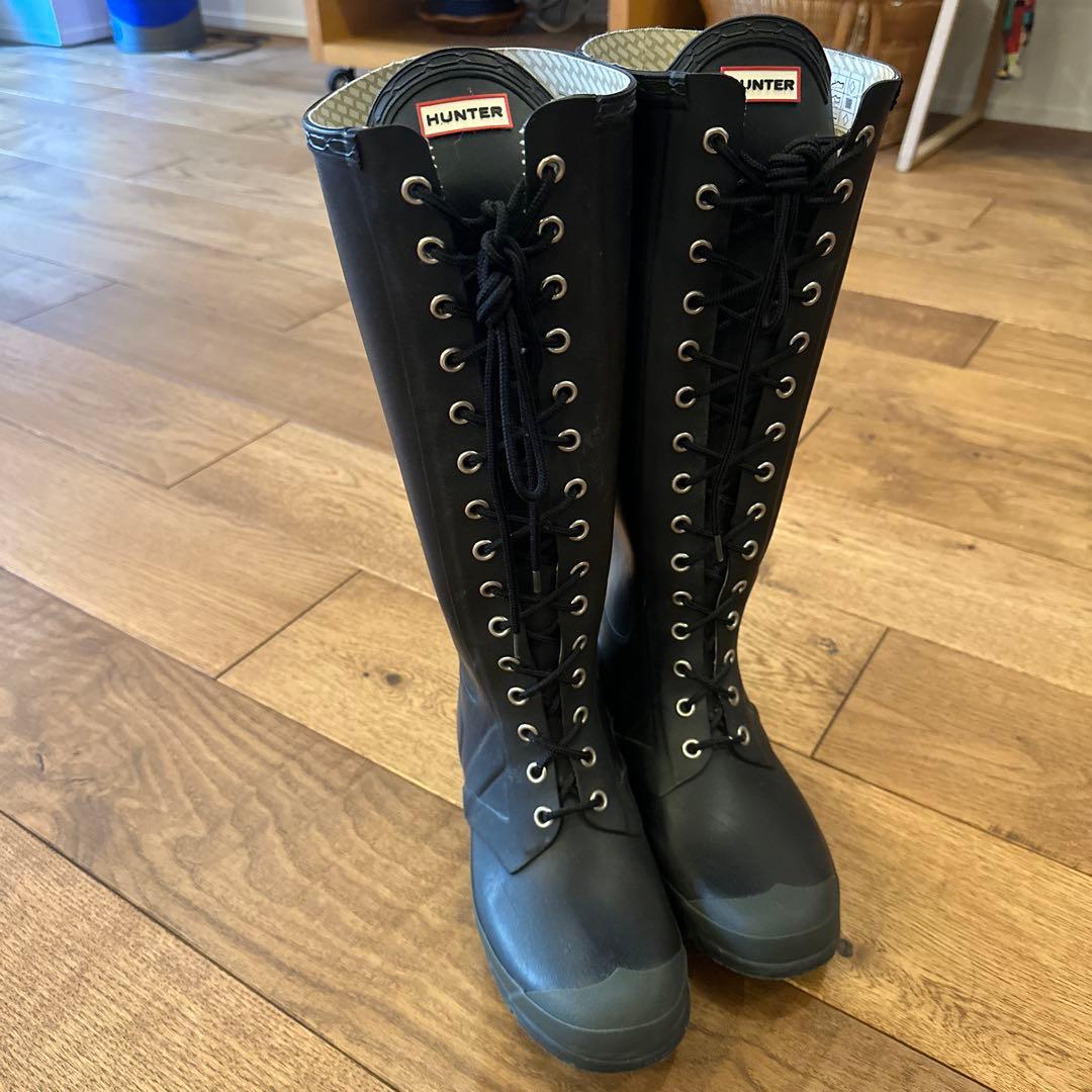 HUNTER ブラック ロングブーツ　UK6サイズ