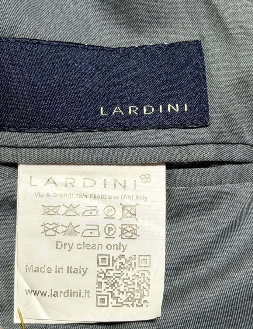 【美品】 LARDINI ウール素材ジレ46イタリア製(グレーブラウンチェック)