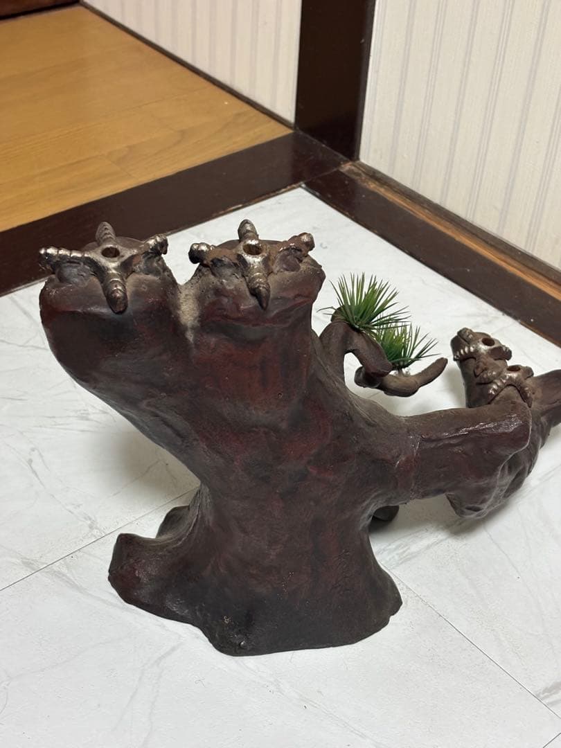 双鷹　双鷲　鉄製　置物 秀峰作