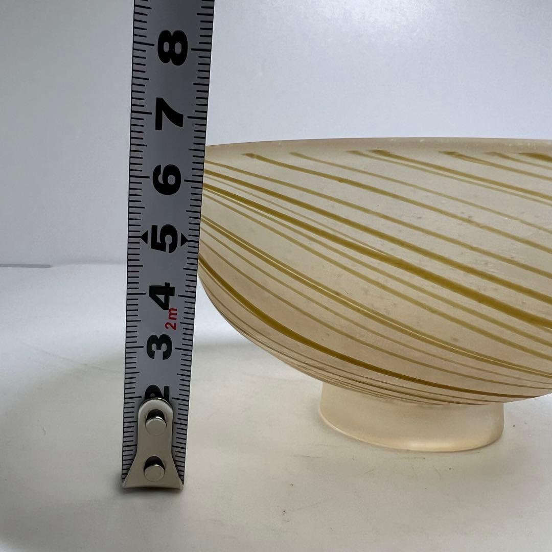 ☆茶③ 山下瑠風　義山　忍冬　ガラス　平茶碗　共箱　口径14.3cm